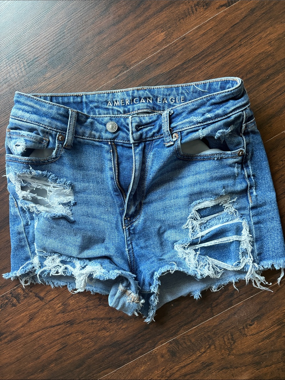 American Eagle Outfitters Distressed Light Blue Denim Cutoff Shorts
